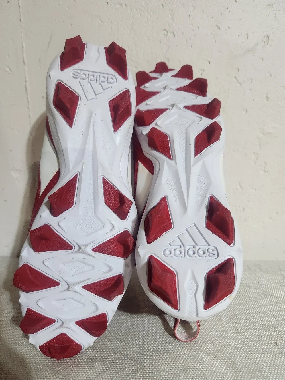 adidas Mens Red Athletic High-Top Sneakers with White Stripes